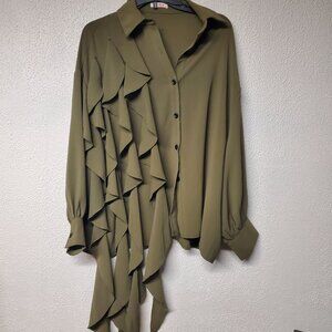 Tops - Women - La' Ros Draping Blouse - Army Green - Size Small - New w/Tags